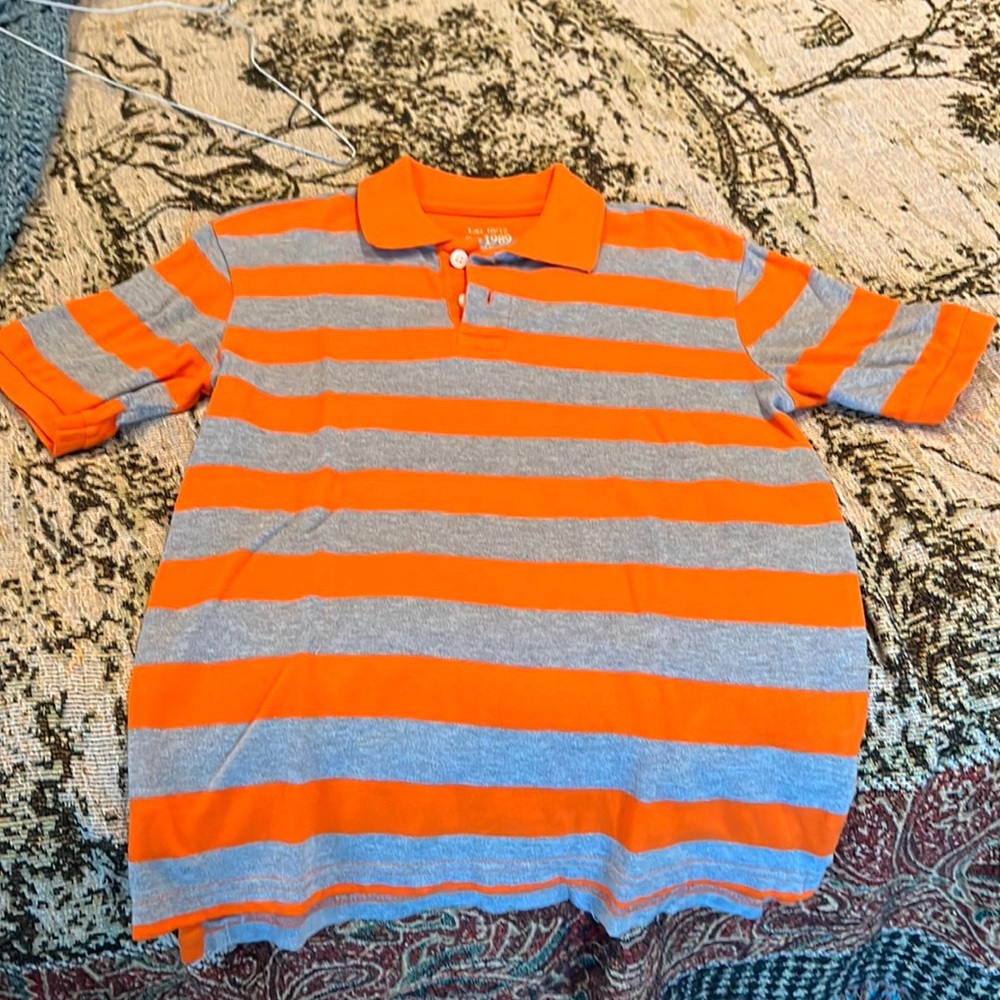 Orange striped short sleeve T-shirt boys 10/12